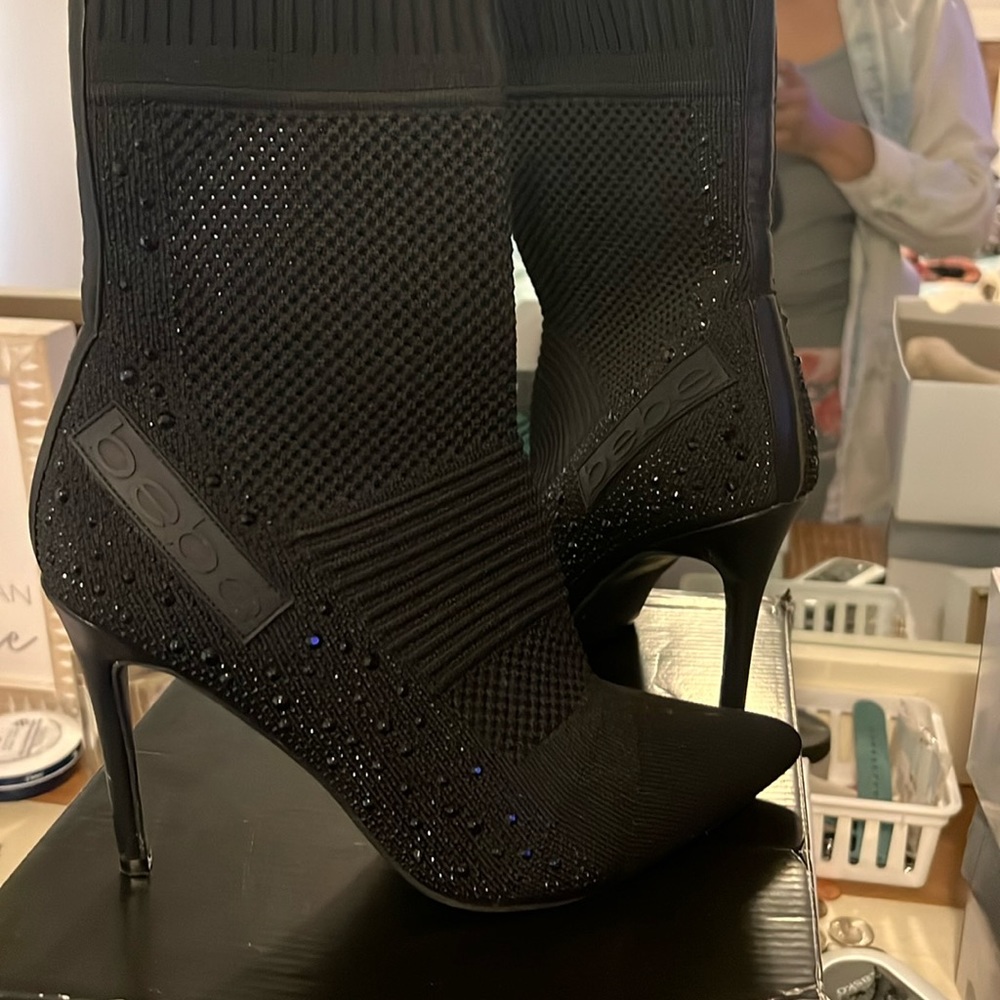 Black studded ankle booties